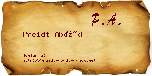 Preidt Abád névjegykártya